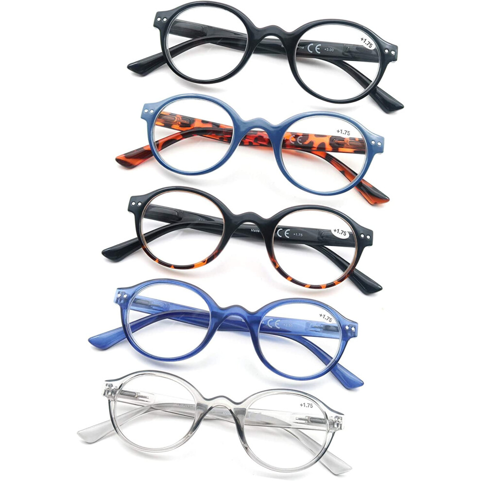 Reading Glasses for Women +2.00 Cateye Style 5 Pack