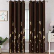 Brown blackout curtains 84 inch 2 panels gold palm thermal