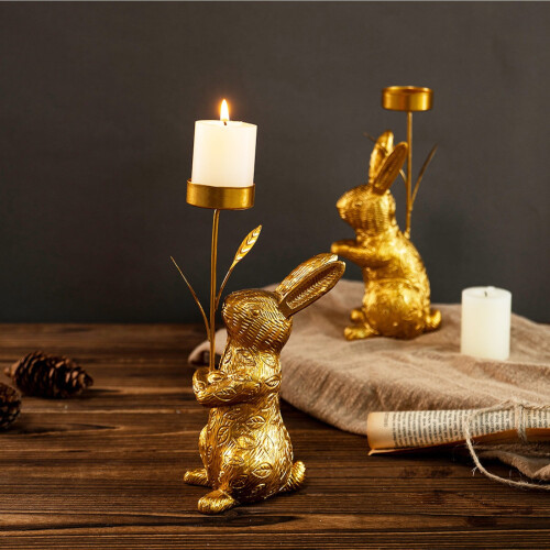 8-inch Iron Easter Candle Holder with Bunny Design (2 pcs) 2