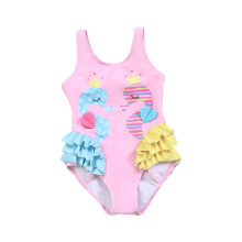 Girls' cartoon swimsuit sleeveless ruffle beachwear 5-6