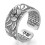 Silver Lotus Ring with Heart Sutra Adjustable 2