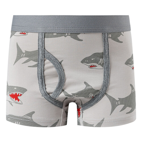 Boy's Shark Print Boxer Briefs Skin-Friendly 3-Pack