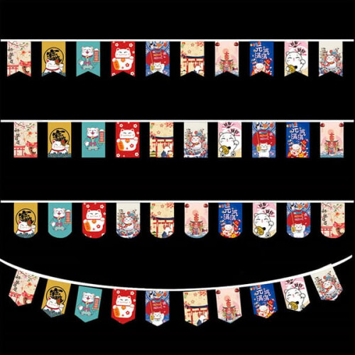 Lucky Cat Hanging String Flag for Sushi Restaurant 1