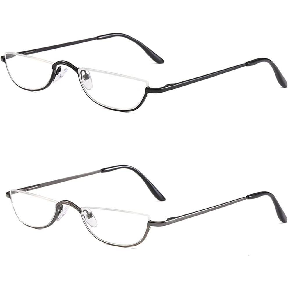 Reading Glasses Half Rim Metal Frame 2.50 Diopter 2 Pairs