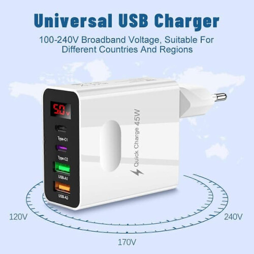 Chargeur rapide Type-C45W2 - Adaptateur mural noir 2