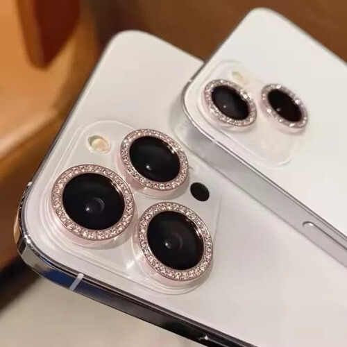 Protection d'objectif à paillettes pour iPhone 11–15 Pro/Plus, 1