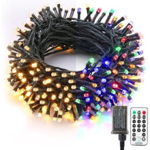 Kerstslinger met 100 LED's, 10 meter warm wit, meerkleurig