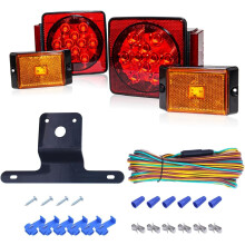 MAXXHAUL 70205 Trailer Light Kit-12V All LED, Left and Right Waterproof Submersible for Trailers, Boat Trailer Truck Marine Camper RV Snowmobile, Red
