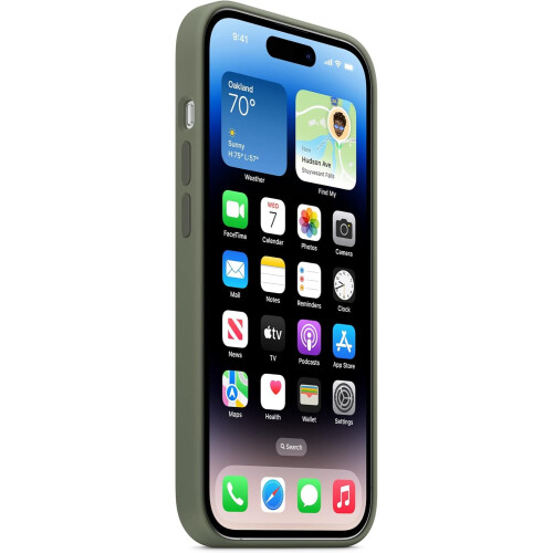 Coque en silicone olive pour iPhone 14 Pro avec MagSafe 1