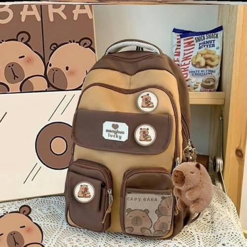 Capybara Ridge schoolrugzak, bruin, grote capaciteit 1