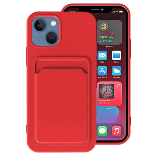Coque rose pour iPhone 14 avec porte-cartes 2