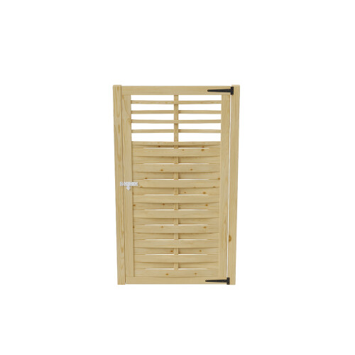 90x180cm Solid Pine Privacy Slatted Garden Side Gate with Hinges and Latch Hardware 2