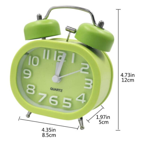 Retro Analog Alarm Clock with Night Light Green 1