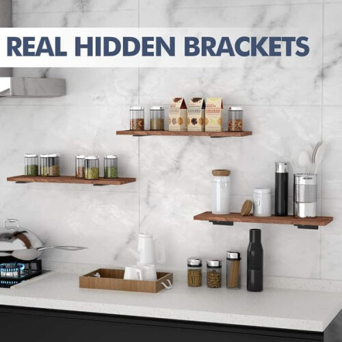 Floating Shelf Brackets Black Metal L-Shape 2 Pack 1