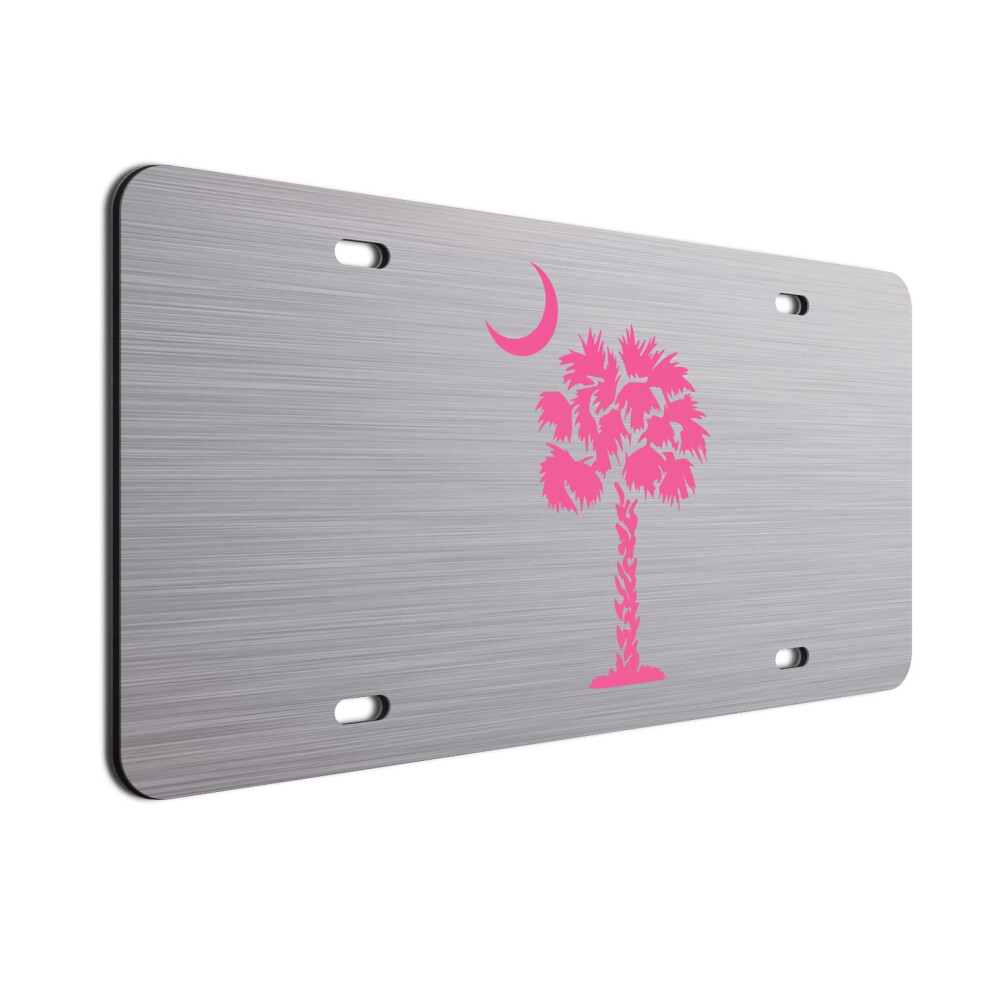 Hot Palm Tree Moon License Plate South Carolina 12X6in Pink 9130661353137