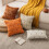 Pernă decorativă cu model dovleac, 20x20 inci, set de 2, blană artificială cu șofran 6