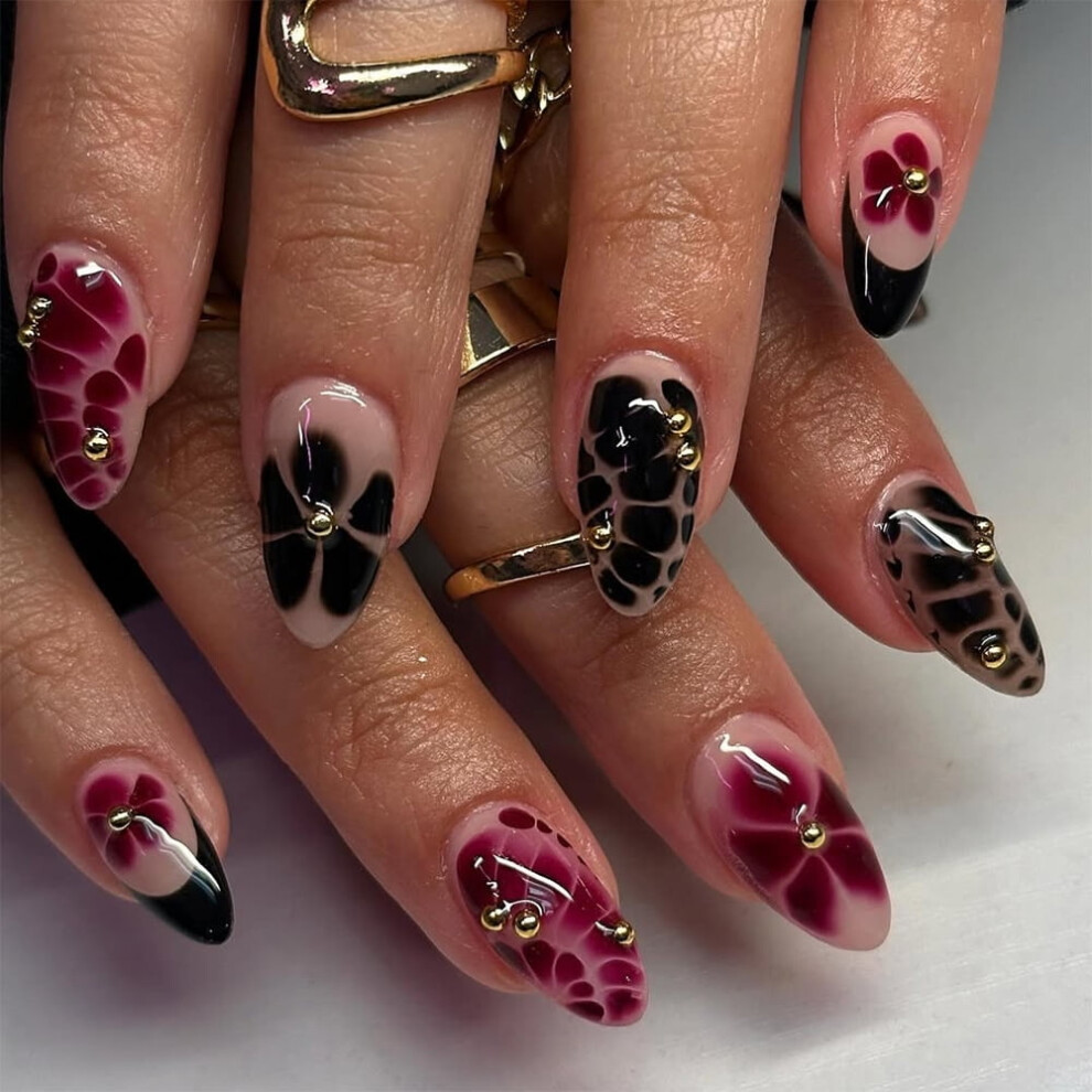 Fake Nails Medium Almond French Tips 24 pcs
