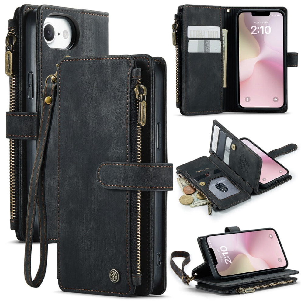 Caseme Iphone 16E Wallet Case Pu Leather Black 9130661375085
