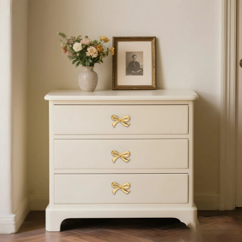 Brass bow drawer knobs gold butterfly 2 pcs 1