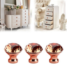 Crystal Drawer Knobs Rose Gold Aluminum Alloy 3 Pack