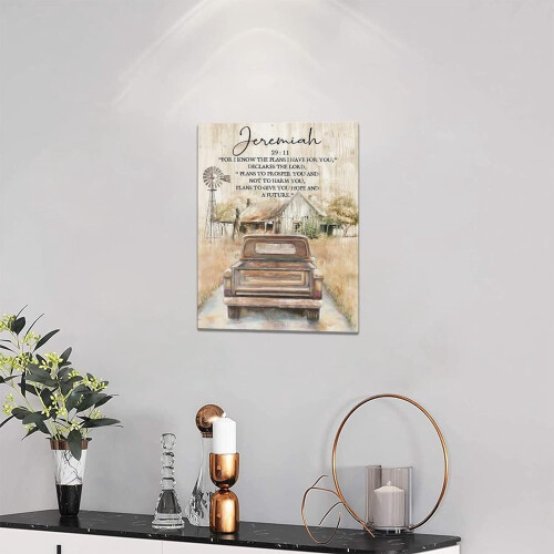Arte de parede cristã estilo fazenda Jeremias29 em tela 12x16 polegadas 2