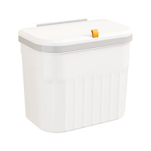 Plastic Step Trash Can 10.2 inch White Green