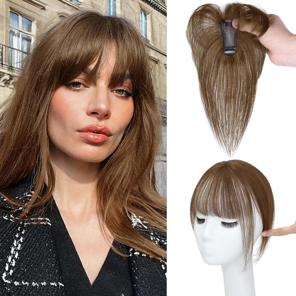 Clip-in Bangs Topper Real Human Hair Wispy 360 Air Bangs
