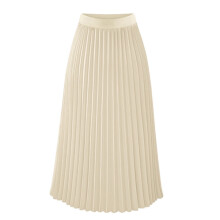 Damen-Faltenrock, beige, hochtailliert, knöchellang, XL