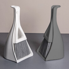 Ensemble balai et pelle en acier inoxydable blanc gris