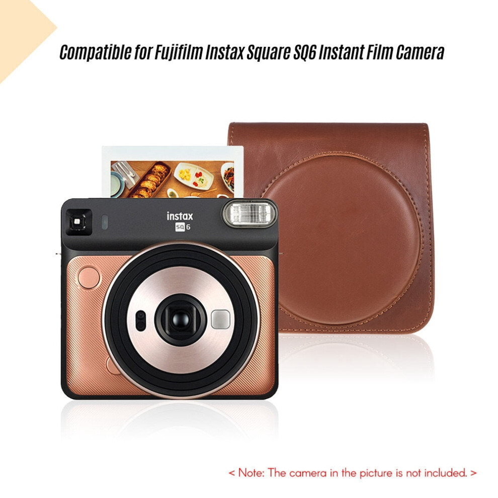 Camera Bag For Sq6 Film Camera Pu Leather Adjustable Strap Brown 9170372571635