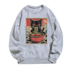 Dame oversized katte-ramen-sweatshirt lysegrå XXL