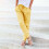 Pantaloni cargo da donna in cotone e lino, affusolati e con tasche 5
