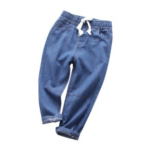 Kinder-Jeans, locker geschnitten, dunkelblau mit Kordelzug