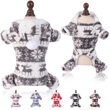 Hondenkerstpyjama met sneeuwvlokkenprint van fleece, geschikt voor kleine honden
