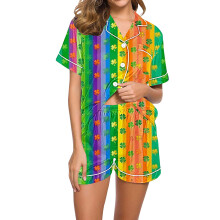 Kvinders St. Patricks Day kløverprint pyjamassæt i to dele