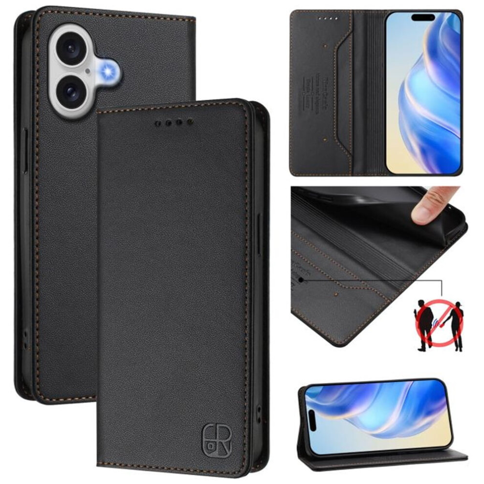 Rfid-Blocking Pu Leather Wallet Case For Iphone 17, Black 9170372585489