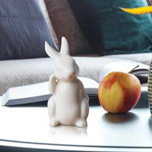 Miniatura de coelho branco, enfeite de Páscoa, 4,5 cm 2