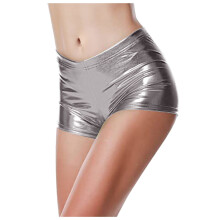 Naisten korkeavyötäröiset metallinhohtoiset shortsit, harmaa, XL