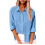 Women's Solid Button-Down Long Sleeve Dress Shirt Blue XXXXL 2
