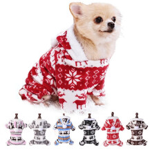Kerstpyjama voor honden met sneeuwvlokkenprint, fleece onesie voor kleine hondenrassen