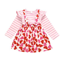 Conjunto de duas peças listrado rosa para o Dia dos Namorados para meninas