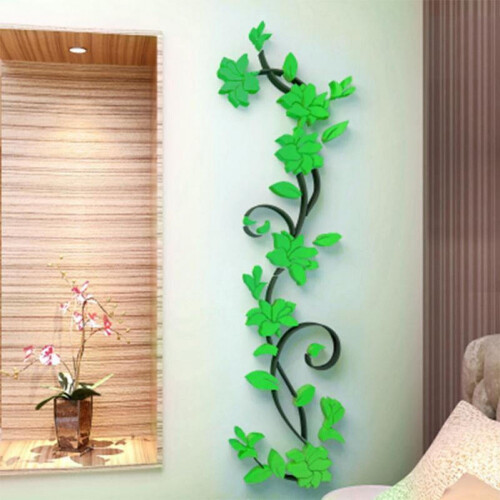 Mural de parede 3D em rattan com flores, 89 x 28 cm (35 x 11 polegadas) 1