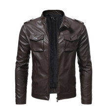 Herren-Motorradjacke aus Leder mit Fleecefutter, Winter