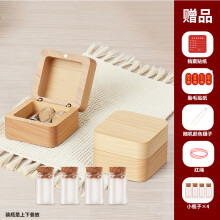 (Wood color [blank-4 bottles] with stickers) Baby Hair & Umbilical Cord Keepsake Box, Teeth Storage Bottle for Newborn One Month & 100 Days Souvenir