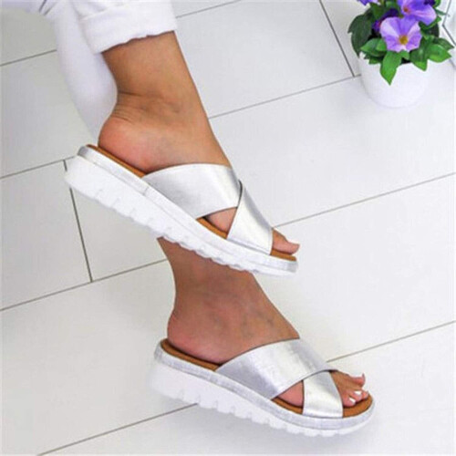 UTTOASFAY Damen-Plateausandalen Silber Größe 3