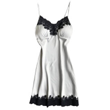Conjunto de lencería de encaje para mujer, vestido blanco