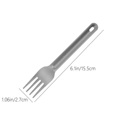 Garfo-colher de titânio de 16 cm (6,3 polegadas) 2 em 1 1