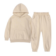 Conjunto infantil de moletom com capuz e calça de moletom, cor sólida, 2 peças.