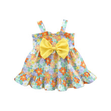 Toddler girl summer dress with bowknot and lace