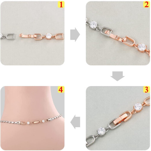 Collana/bracciale di prolunga placcato oro rosa con cristalli 1
